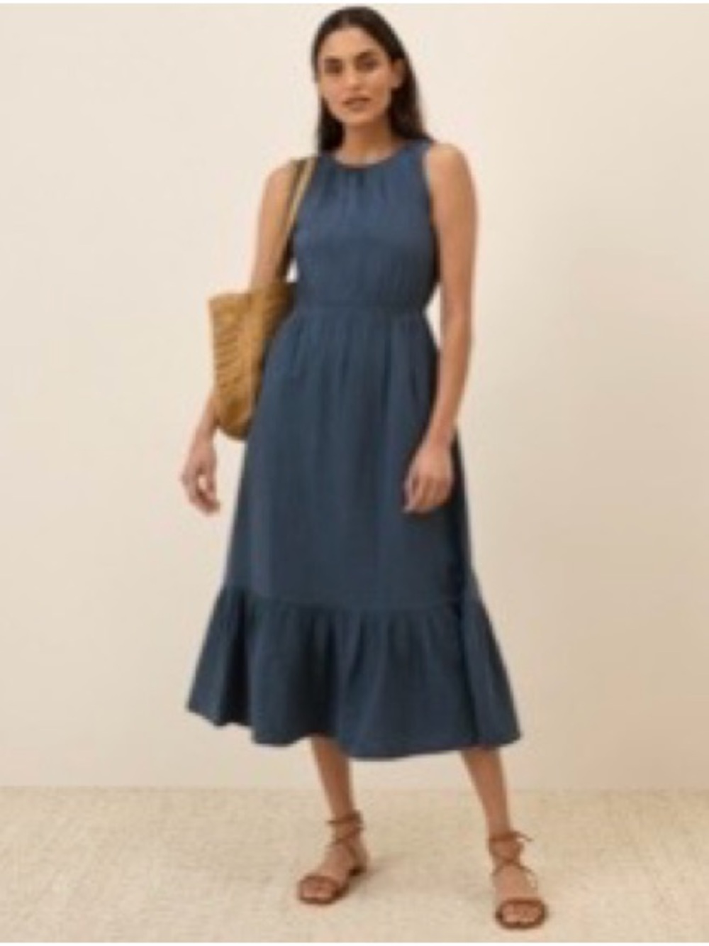 Pact French Navy Double Gauze Coastal Midi dress size XL